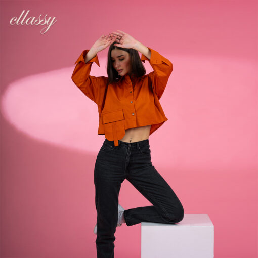 trendy basic cropped shirt
