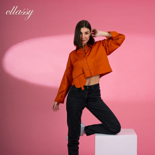 ⁦trendy basic cropped shirt⁩ - الصورة ⁦6⁩