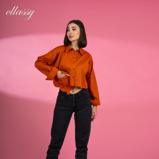 ⁦trendy basic cropped shirt⁩ - الصورة ⁦7⁩
