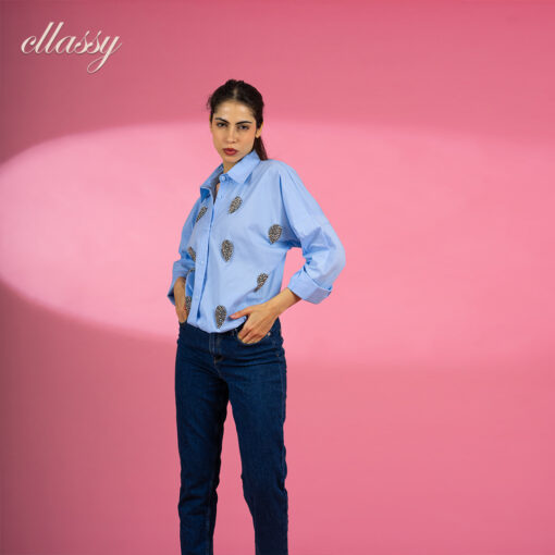 casual shirt with embroidery art - Image 9