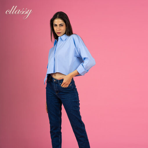 ⁦trendy basic cropped shirt⁩ - الصورة ⁦9⁩
