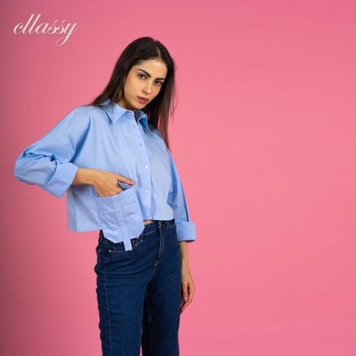 ⁦trendy basic cropped shirt⁩ - الصورة ⁦10⁩
