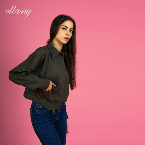 ⁦trendy basic cropped shirt⁩ - الصورة ⁦2⁩