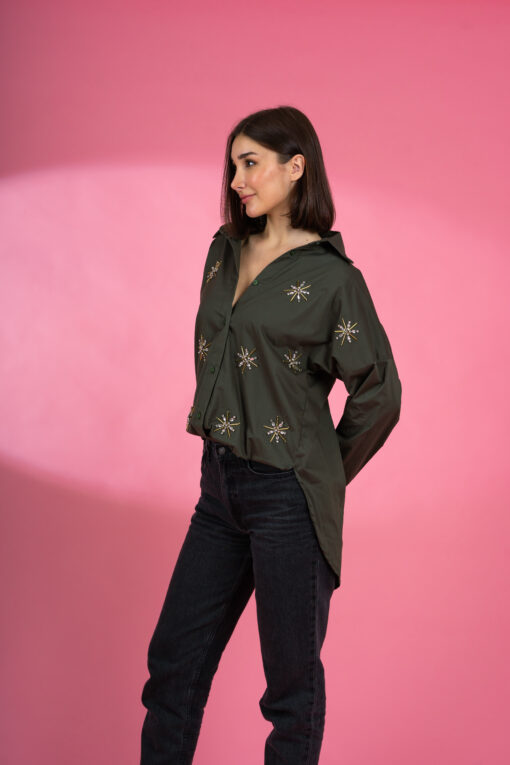 casual shirt with embroidery art