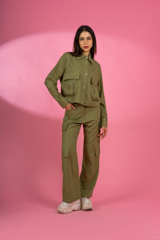 elegancy linen set ( jacket and cargo pant ) - Image 3